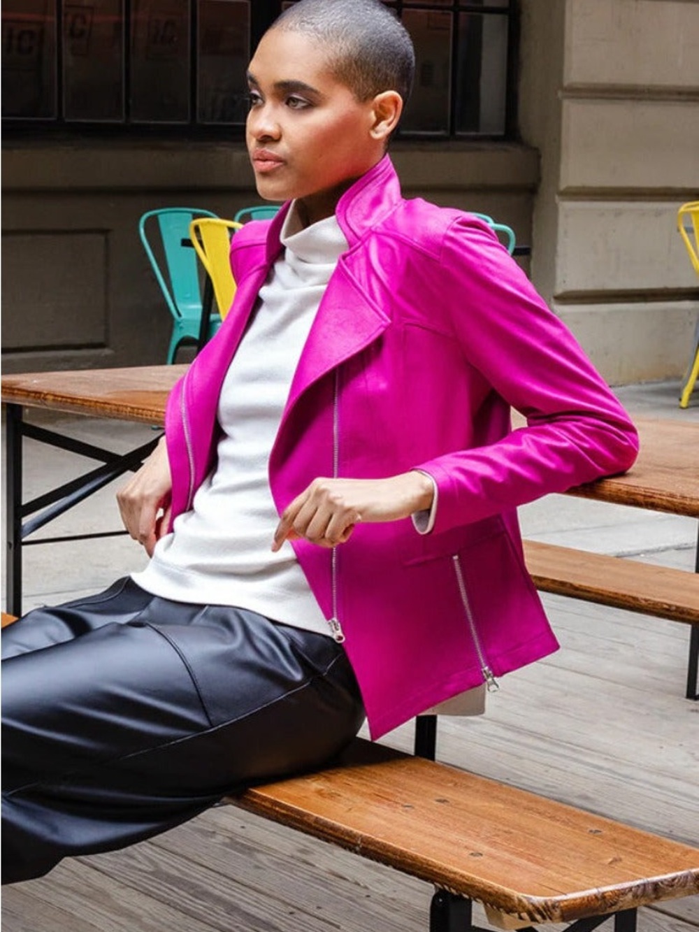 Clara Sun Woo Magenta Liquid Leather Jacket